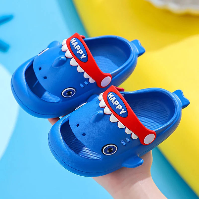 Cute Cartoon Shark Children's Slippers Waterproof Anti-slip Garden Shoes Summer Outdoor Casual Beach Sandals For Kids