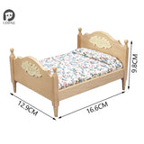 1Pc 1:12 Dollhouse Miniature Bedroom Double Bed European Simulation Furniture Model Living Scene Decor Toy