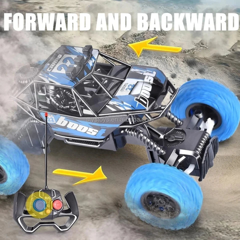 Remote Control Toy Car: Off-Road Climbing, 27MHz 4-Way, Rubber Wheels, Rechargeable, Flashing Lights