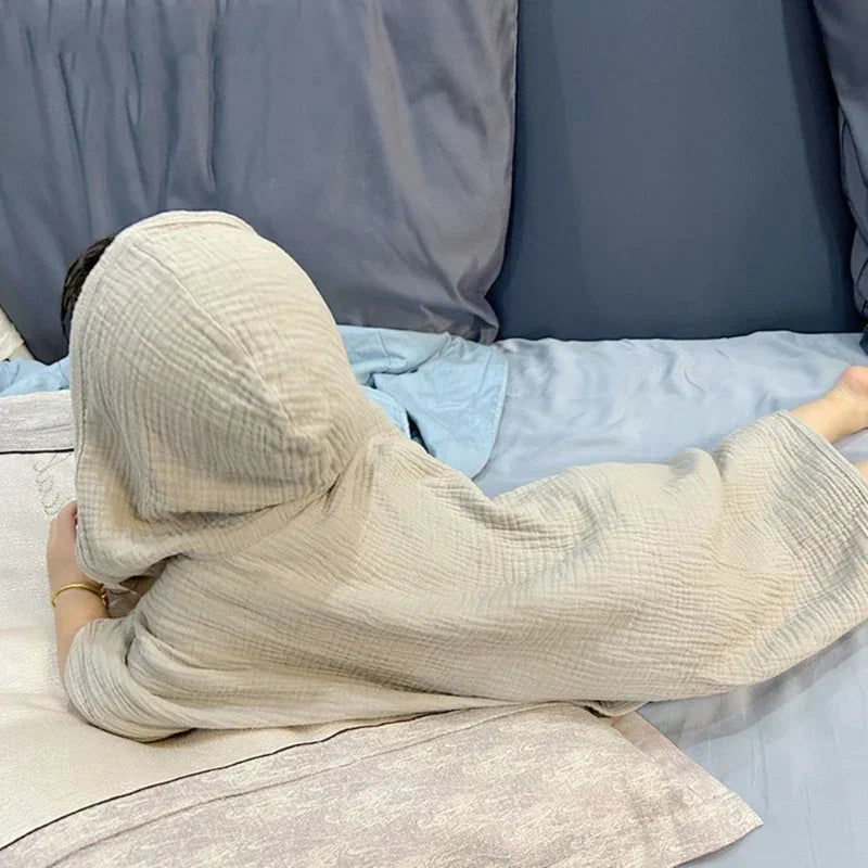 Hooded Cape Bath Towel Cotton Gauze Breathable Bathrobe Soft Absorbent Hooded Bathrobe Children's Beach Towel Blanket