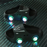 Child Summer Shoes LED Lights Slippers Boy Girl Luminous Slippers Baby Indoor Soft Bottom Sandals Kid Home Parent-child Sandals
